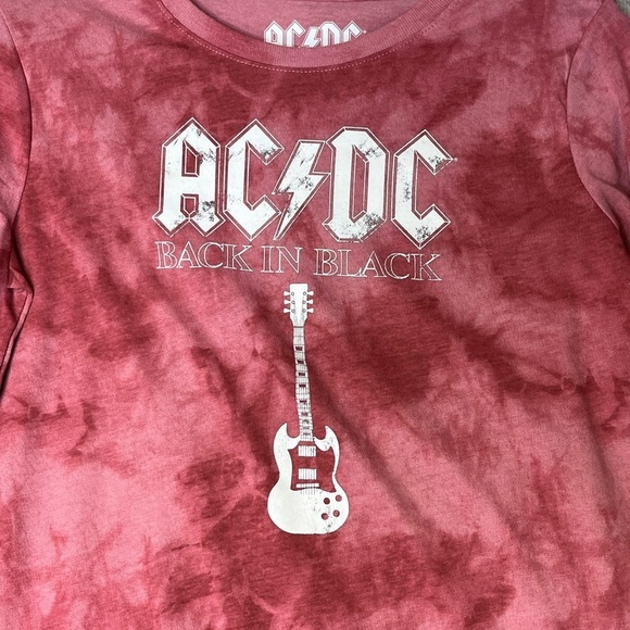 🆕 Girls Size XL AC/DC Heather Rose Long Sleeve Tee Tie Dye Pink Fast Shipping - Picture 2 of 4
